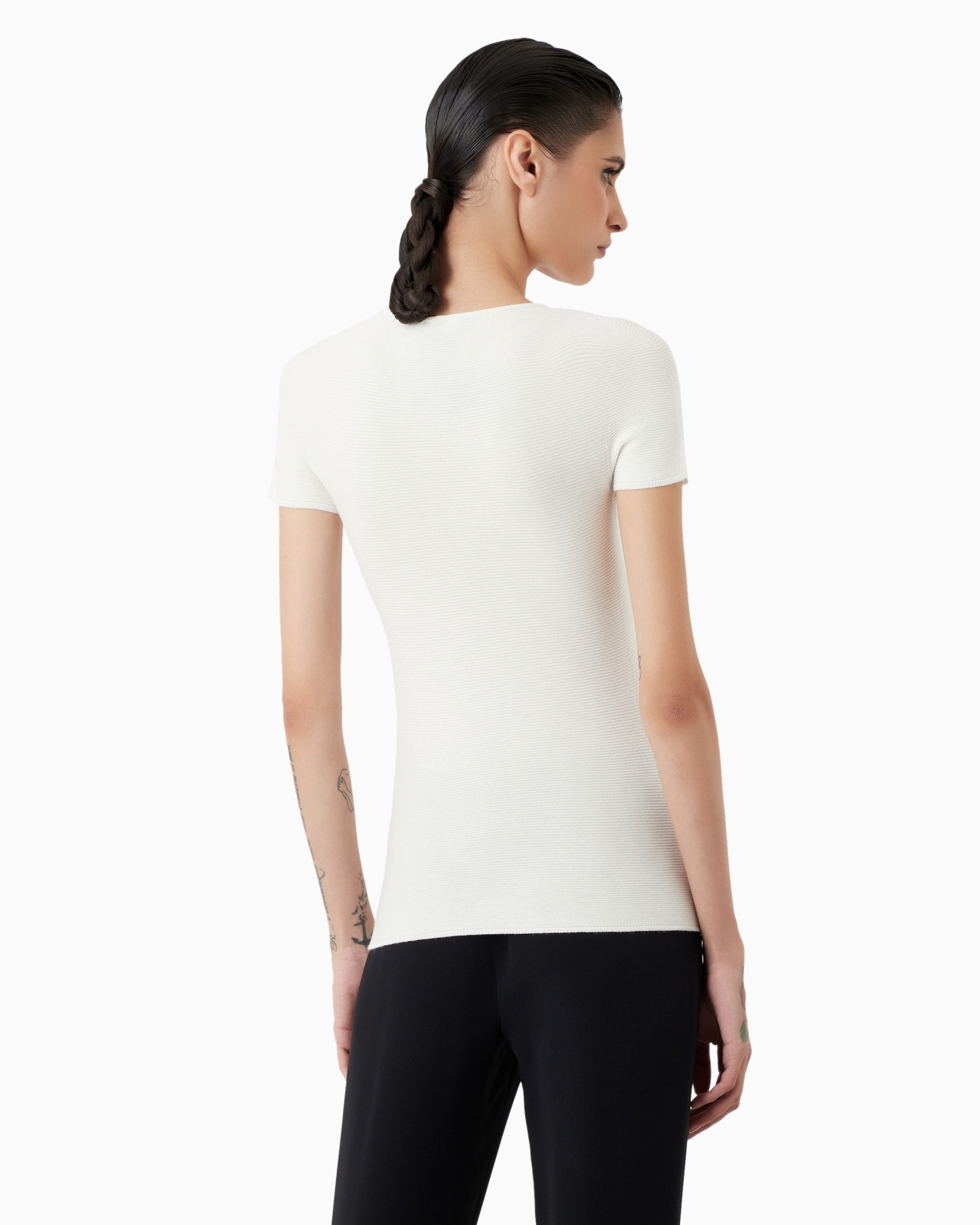 Links-stitch viscose short-sleeved jumper - 3