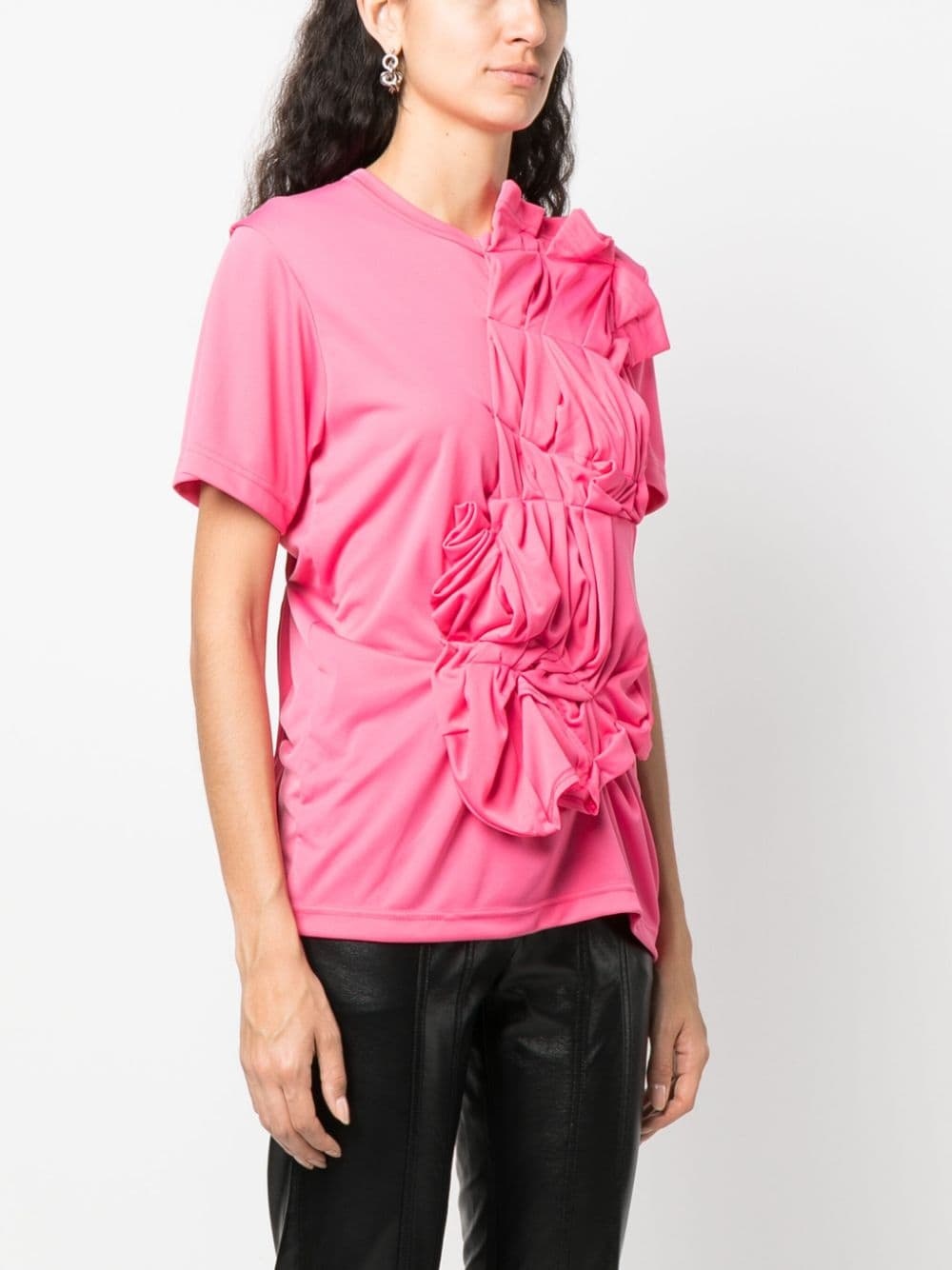 ruched-detailing jersey T-shirt - 3