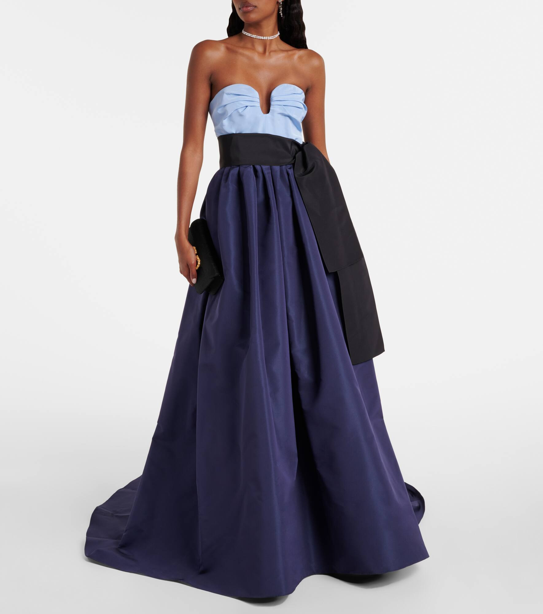 Belted silk bustier gown - 2