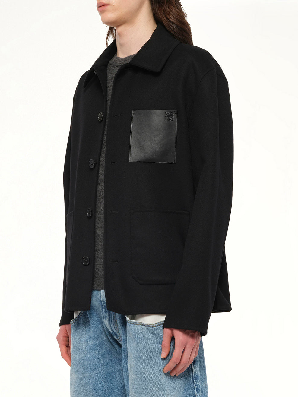 Wool Workwear Jacket in Black - 3