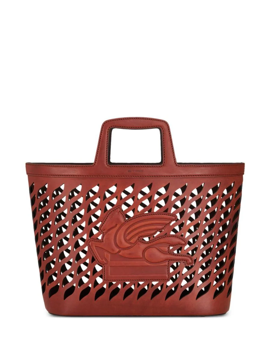 ETRO PERFORATED LEATHER SHOPPING BAG - 1