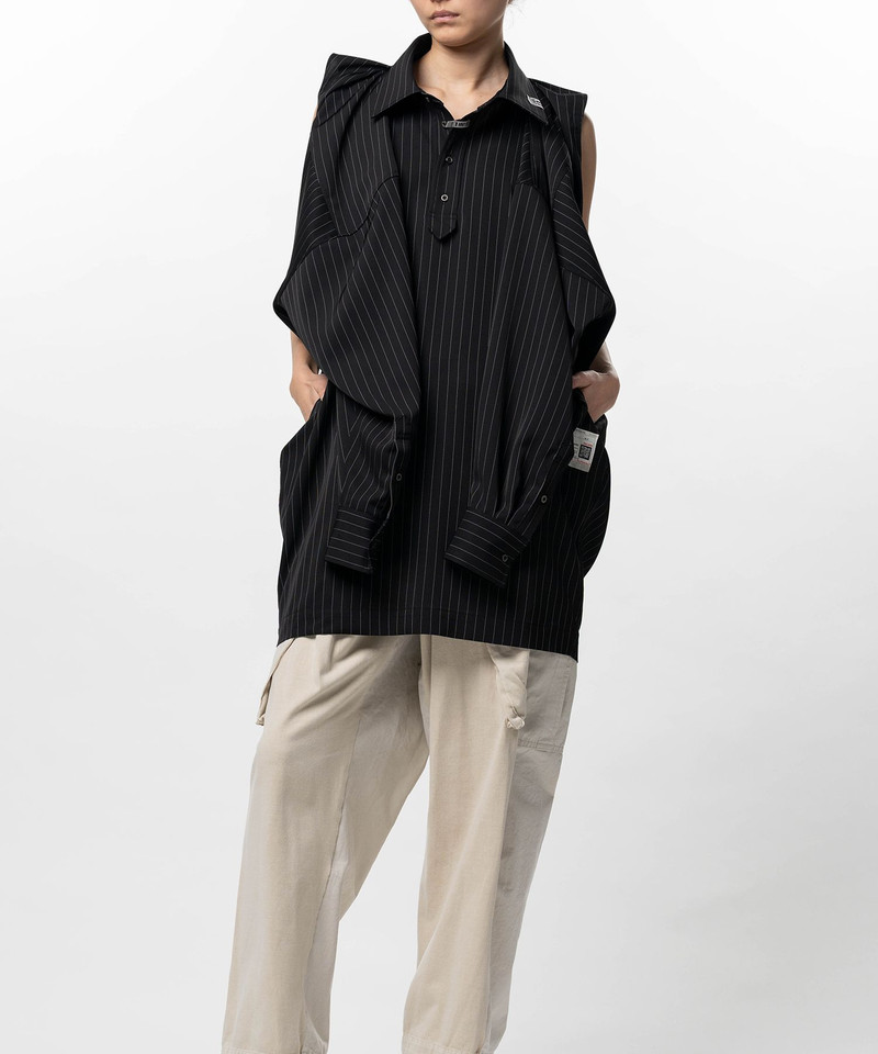 Vest Combined Stripe Shirt Dress 8