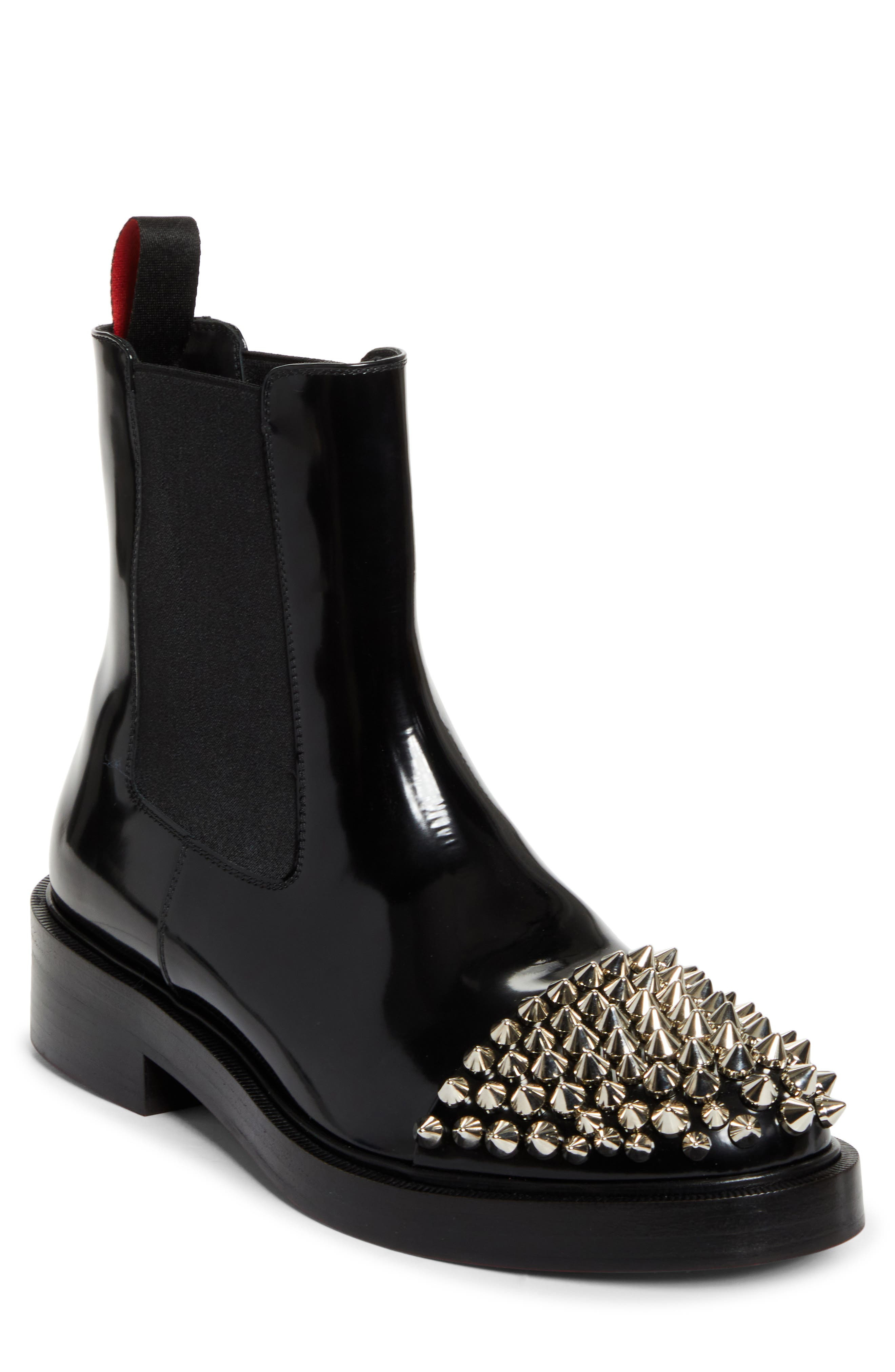 Christian Louboutin Battersea Spiked Cap Toe Chelsea Boot in Black at Nordstrom - 1