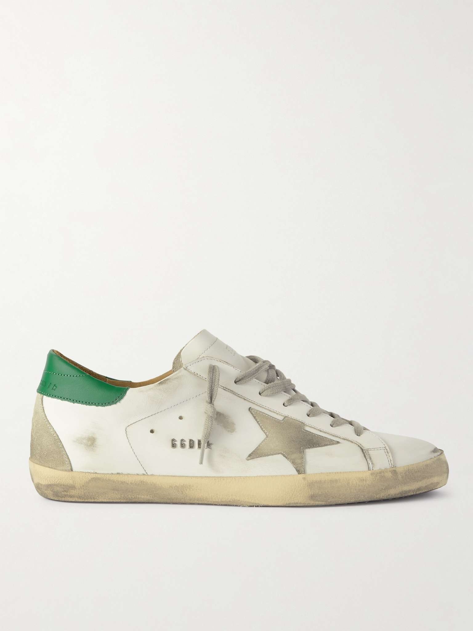 Superstar Distressed Leather and Suede Sneakers - 1
