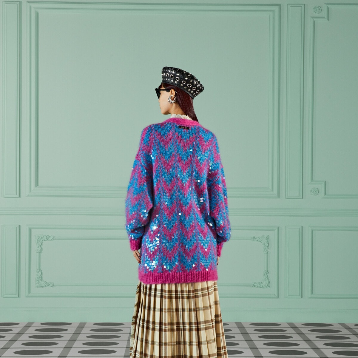 Chevron wool and sequin cardigan - 6