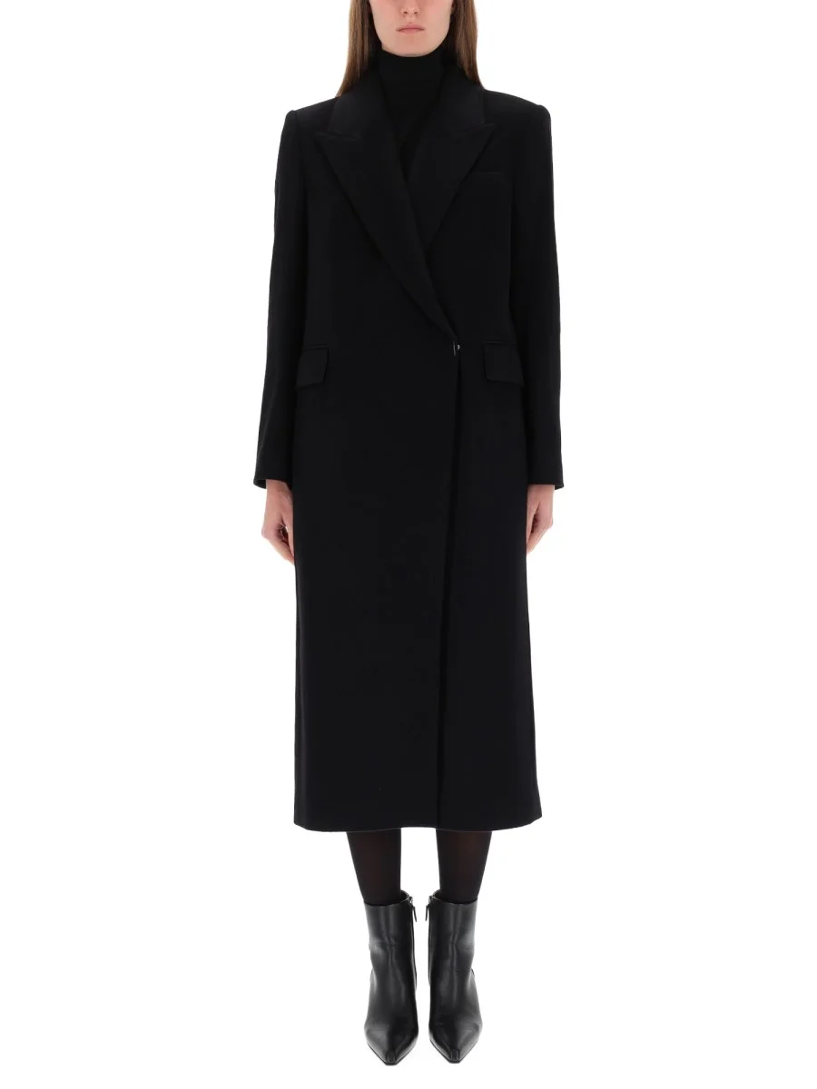 WOOL BLEND DOUBLE-BREASTED MIDI COAT - 1
