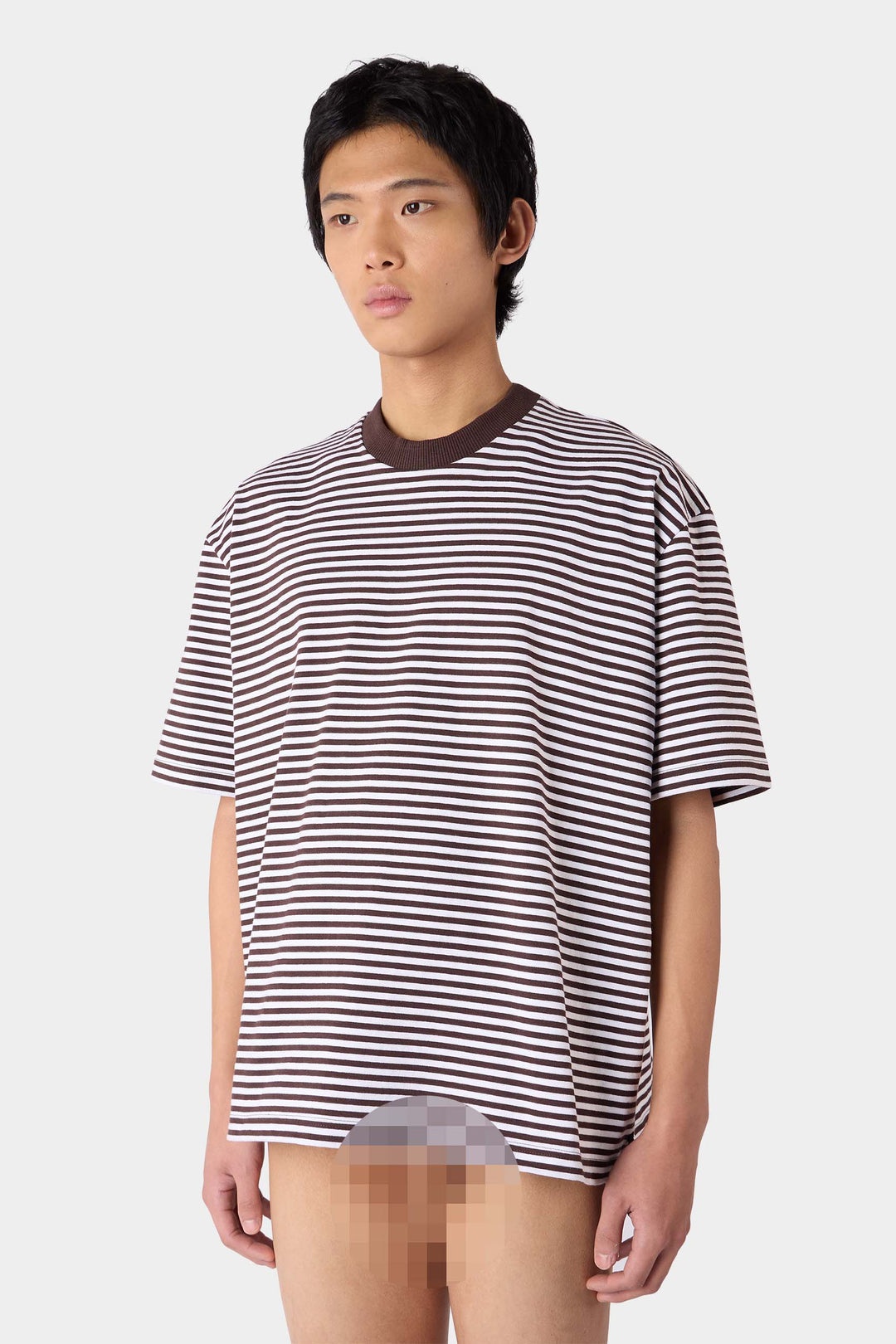 STRIPED OVER T-SHIRT / brown & optical white - 3