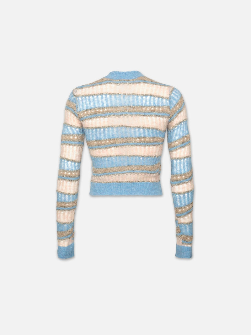 FRAME Stitch Mix Crew in Light Blue Multi outlook