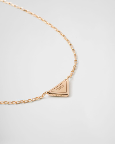 Prada Eternal Gold Eternal mini triangle pendant necklace in yellow gold and diamonds outlook