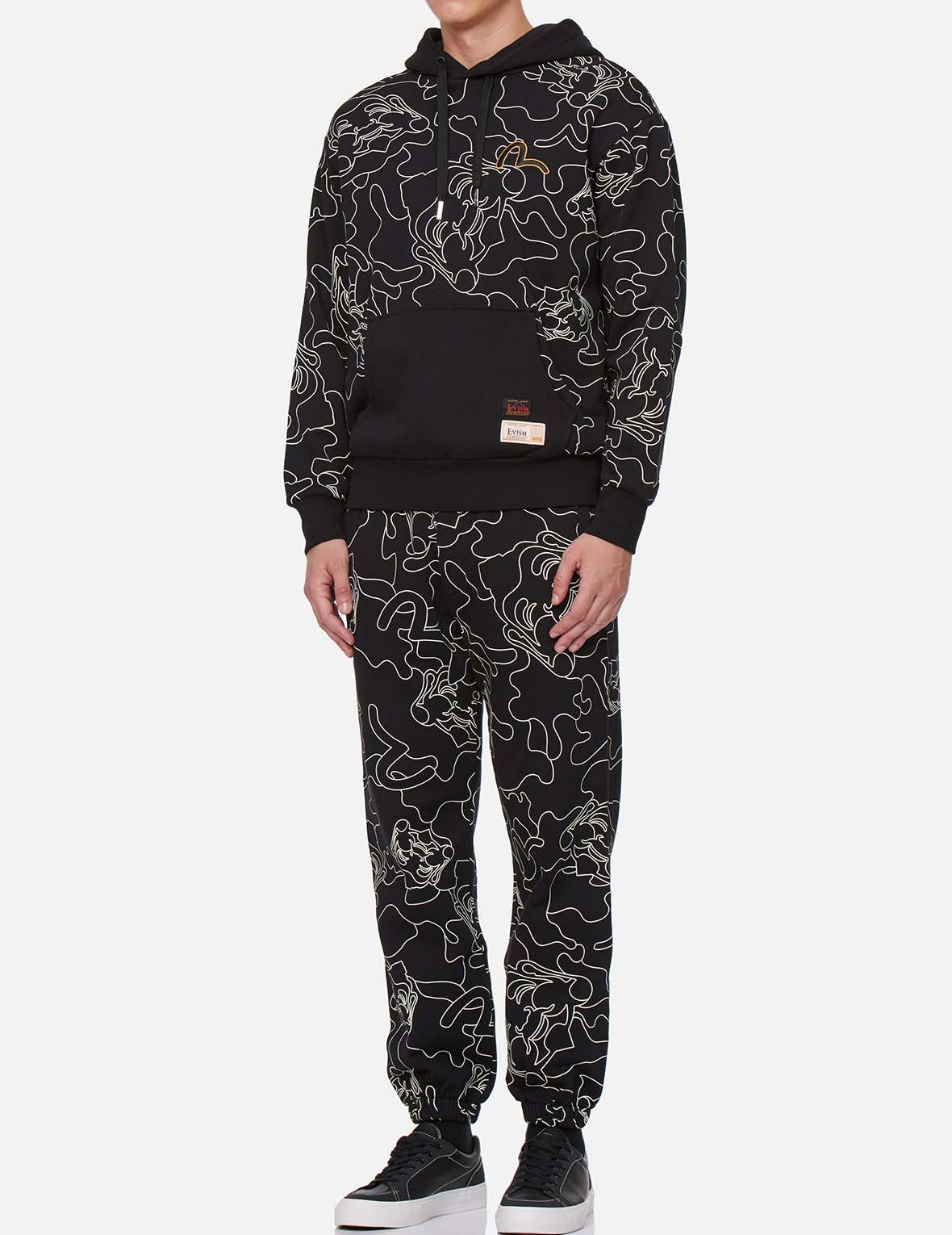 ALLOVER LINEAR CAMOUFLAGE PRINT HOODED SWEATSHIRT - 5