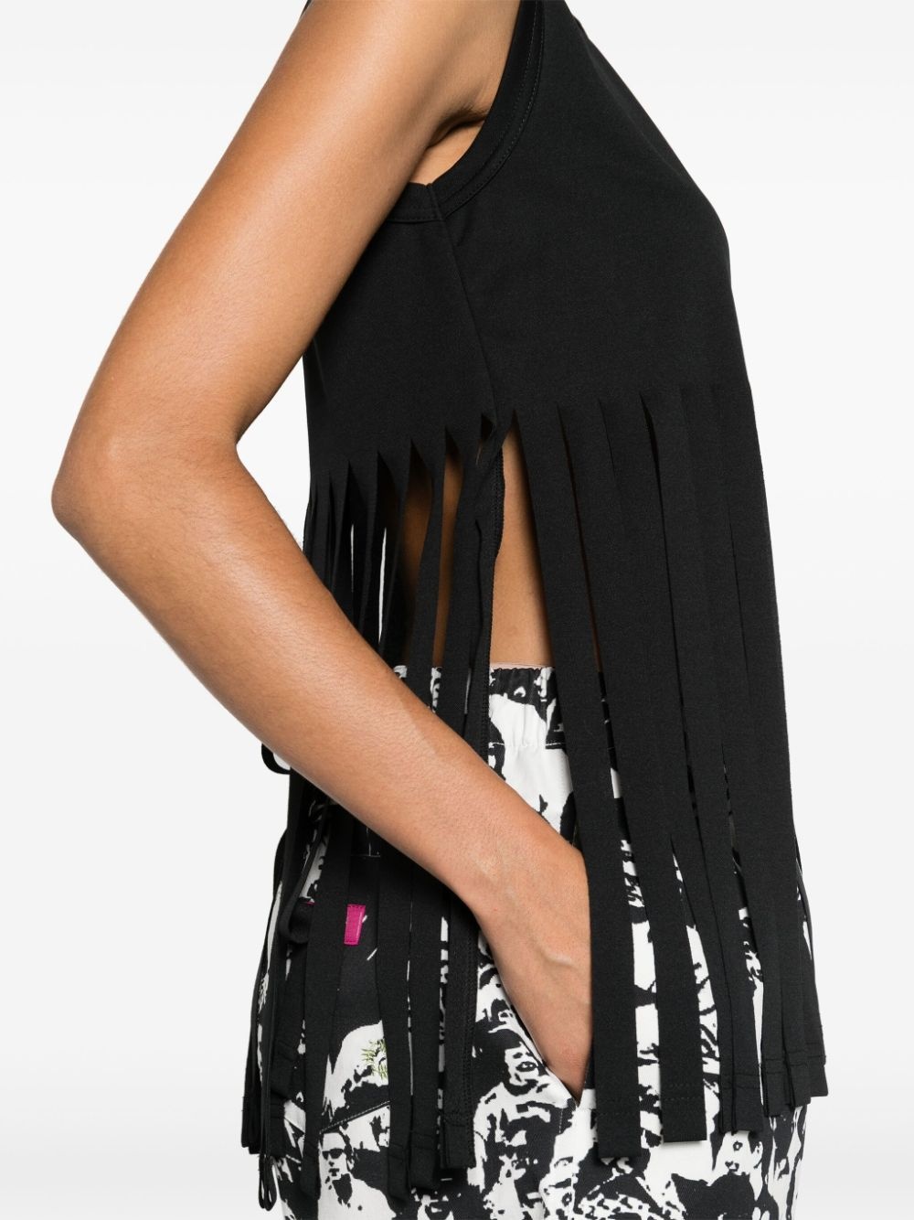 fringed jersey tank top - 5