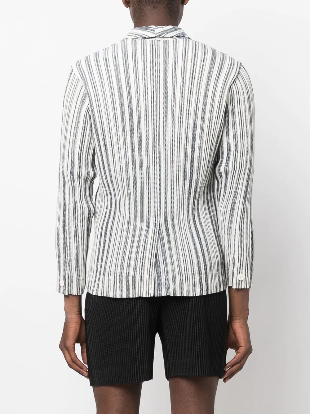 striped long-sleeve shirt jacket - 4