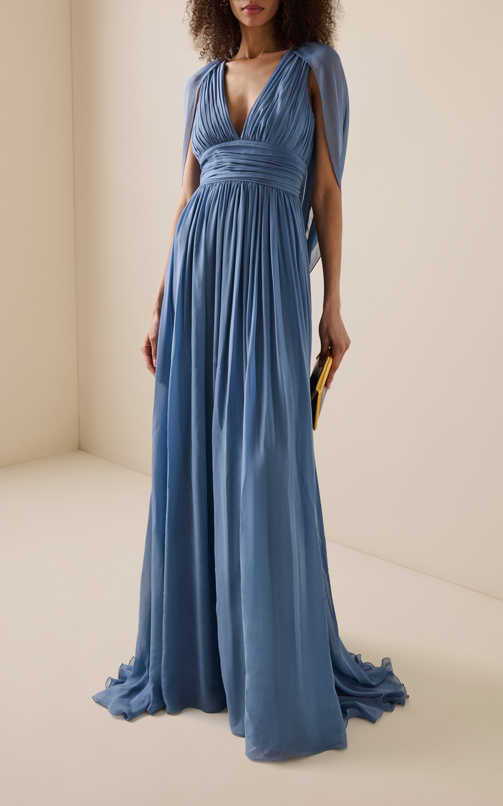 Silk Georgette Maxi Dress blue - 2