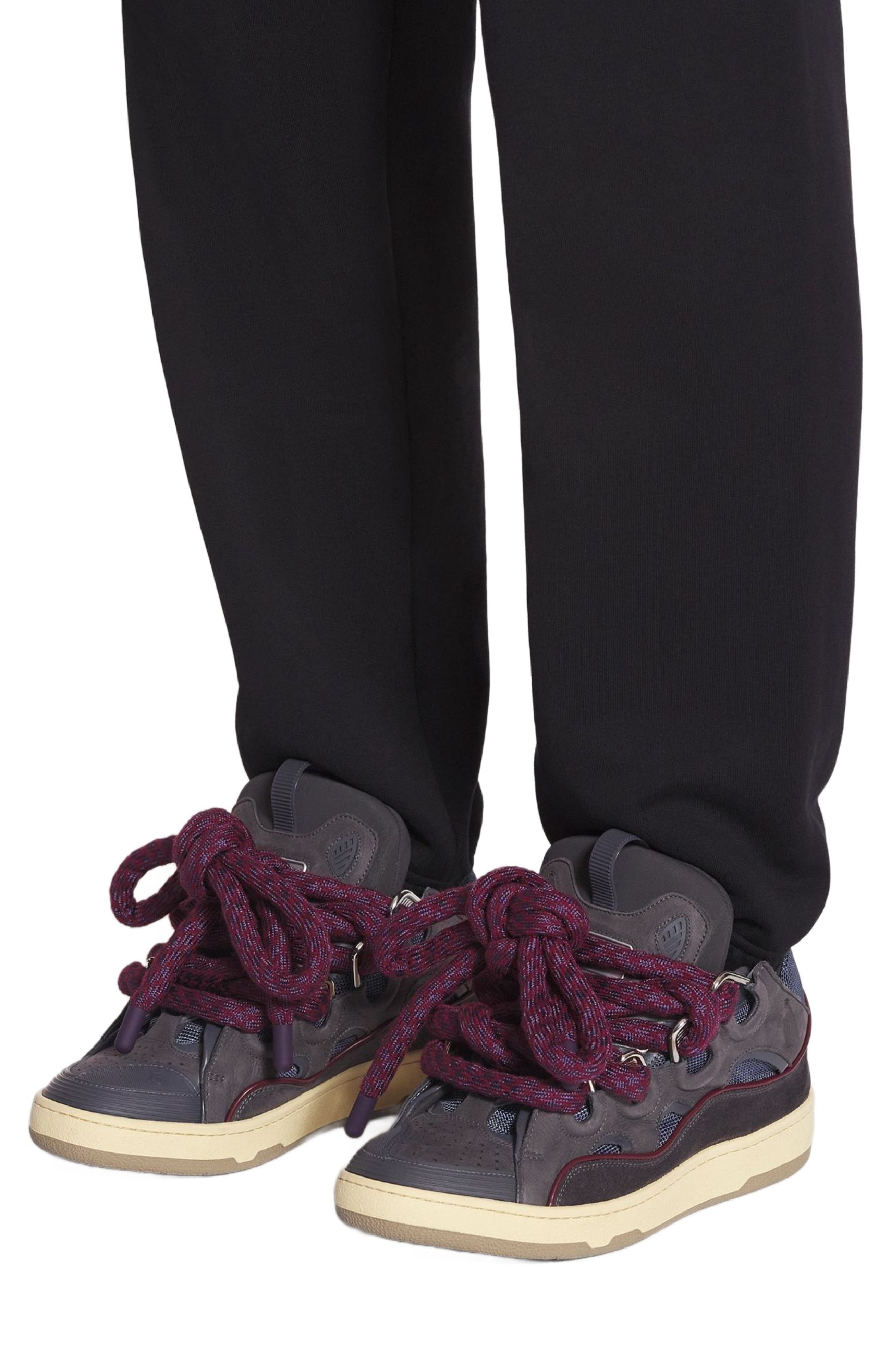 Lanvin Curb Sneakers In Leather With Snake Laces For Men in Shark Grey at Nordstrom - 6
