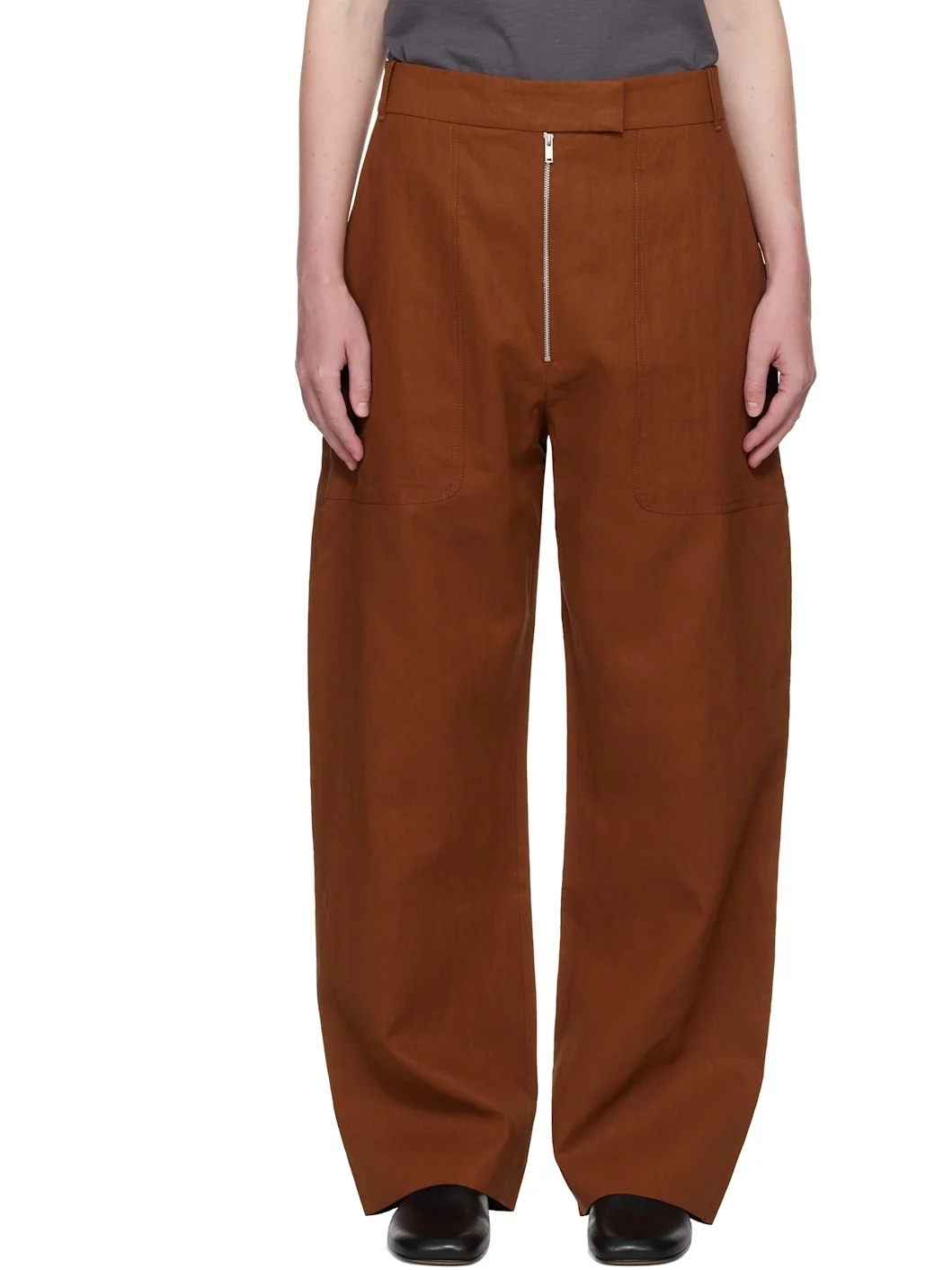 Brown Pravin Linen Trousers - 1