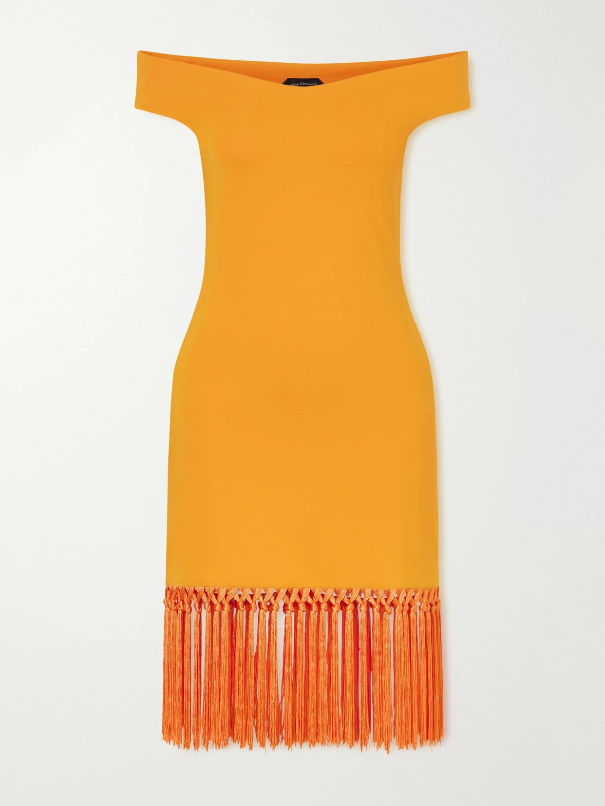 Romy Off-the-shoulder Fringed Satin Coverup - 1