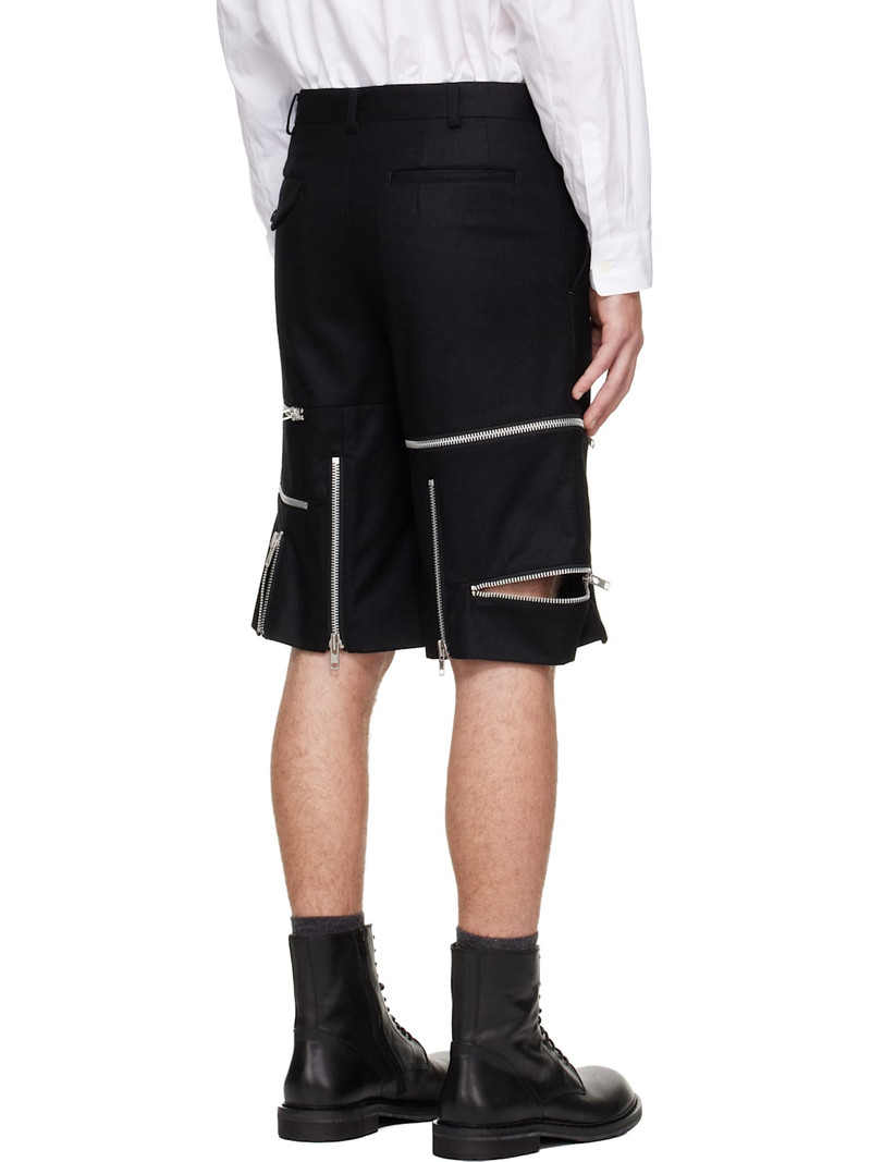 Black Wool Nylon Flannel Shorts 3