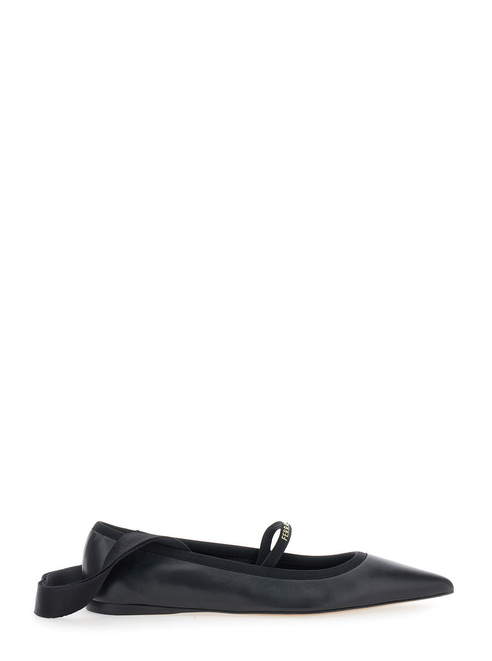 Ferragamo Women 'Carice' Black Ballet Shoes With Ribbon Detail And Logo Lettering On The Front In Le - 5