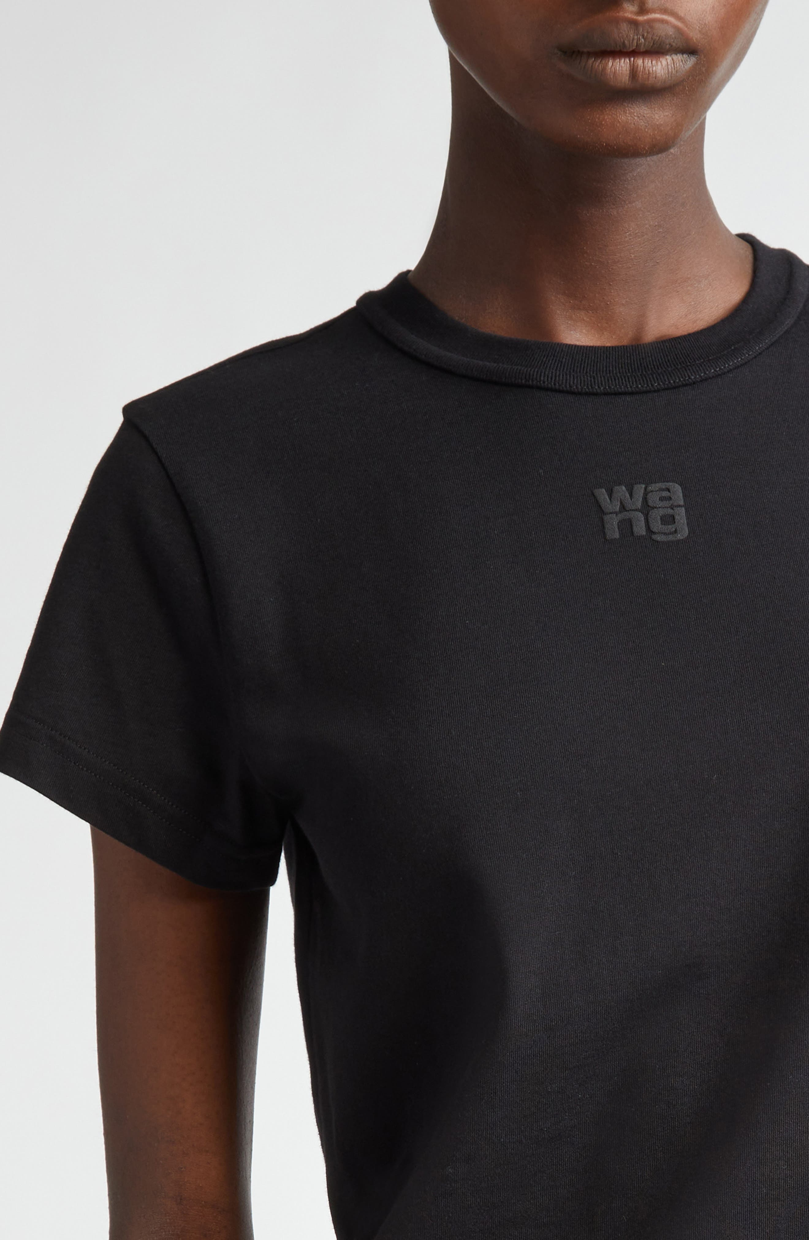 Alexander Wang Puff Logo Shrunken Cotton Jersey T-Shirt in Black at Nordstrom - 4