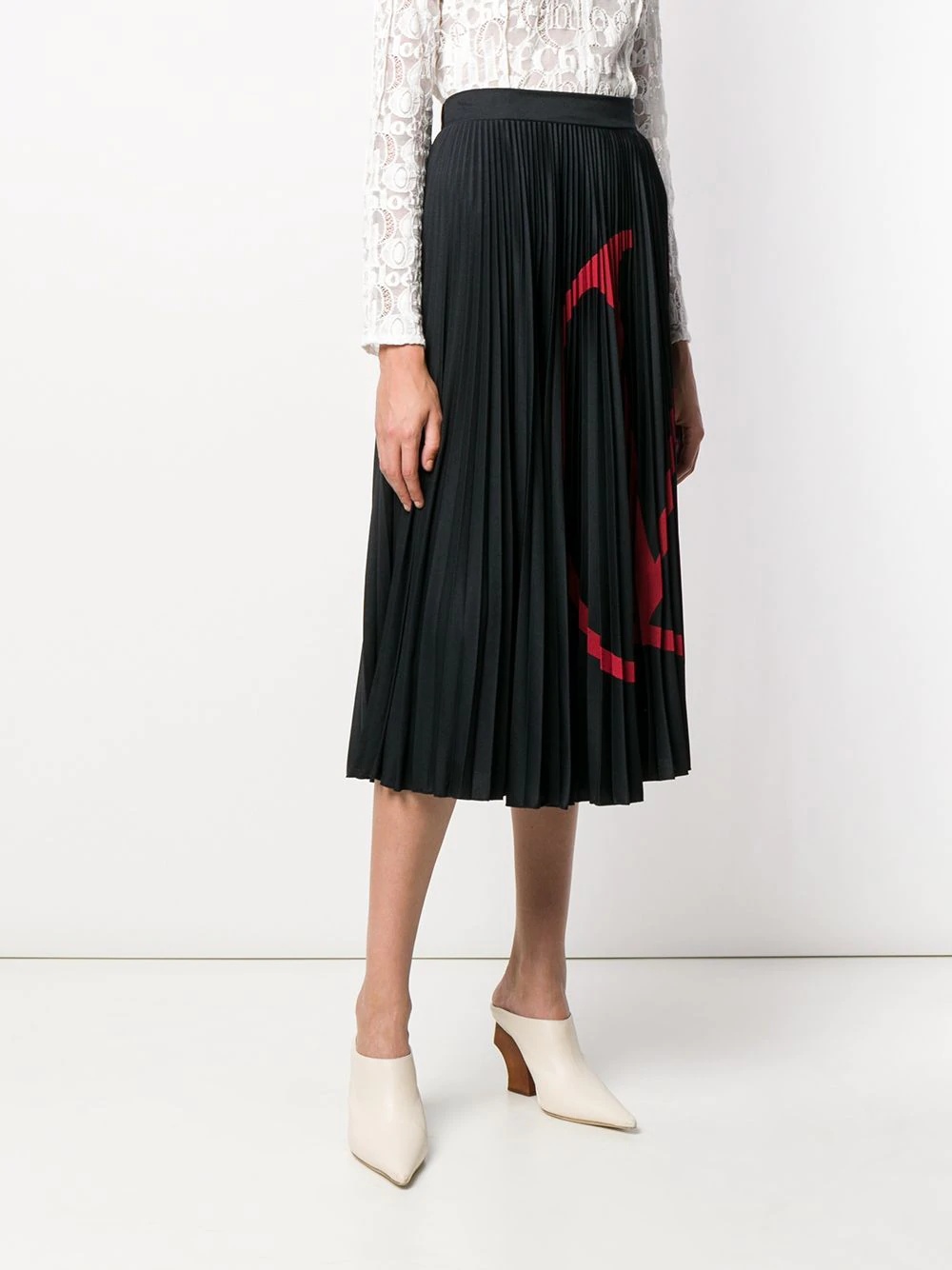 VLOGO print pleated skirt - 3