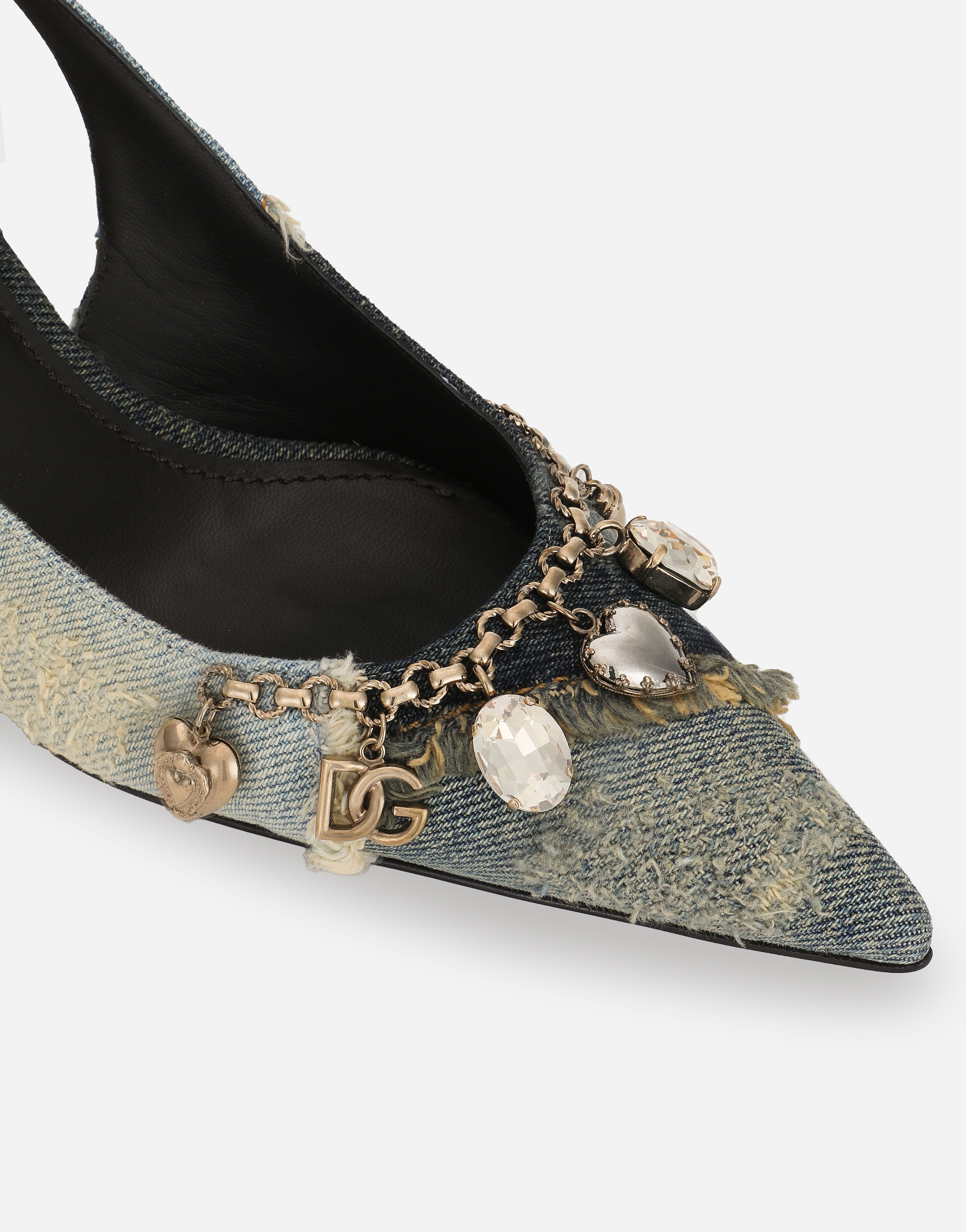 Patchwork denim slingbacks - 5