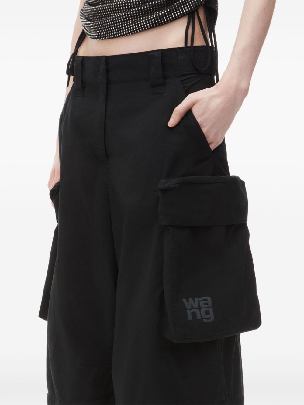 panelled wide-leg cargo trousers - 5