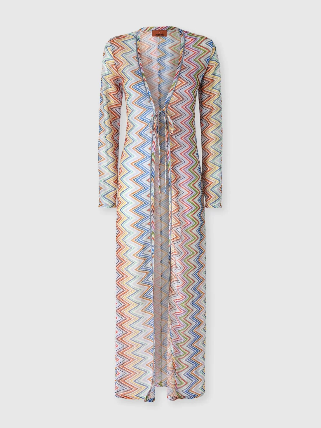 Long zig zag fabric cover-up cardigan - 1