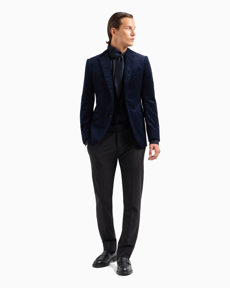EMPORIO ARMANI SLIM-FIT SINGLE-BREASTED JACKET IN SMOOTH VELVET WITH AN ALL-OVER PRINT outlook