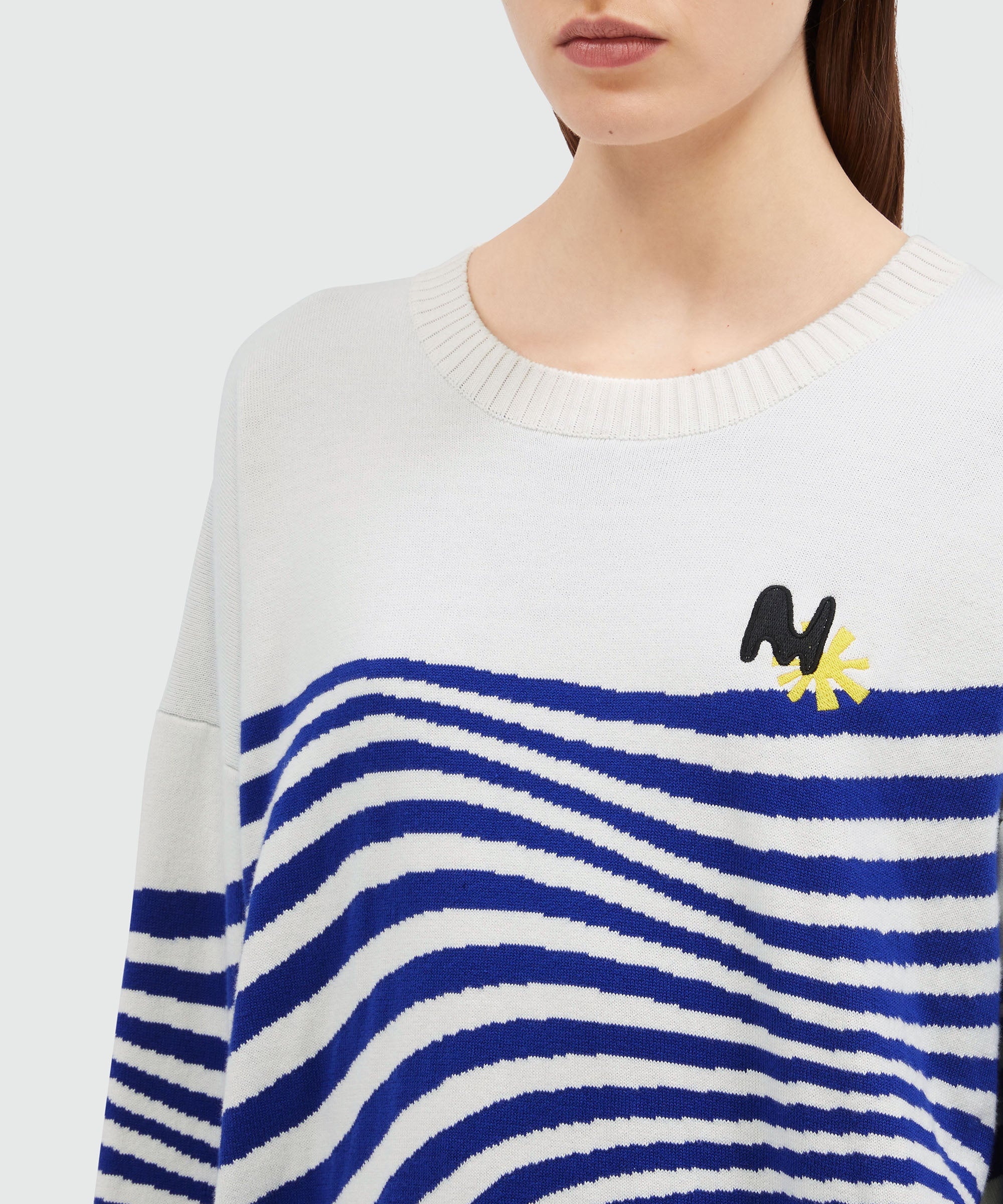 Wave patterned cotton sweater - 5