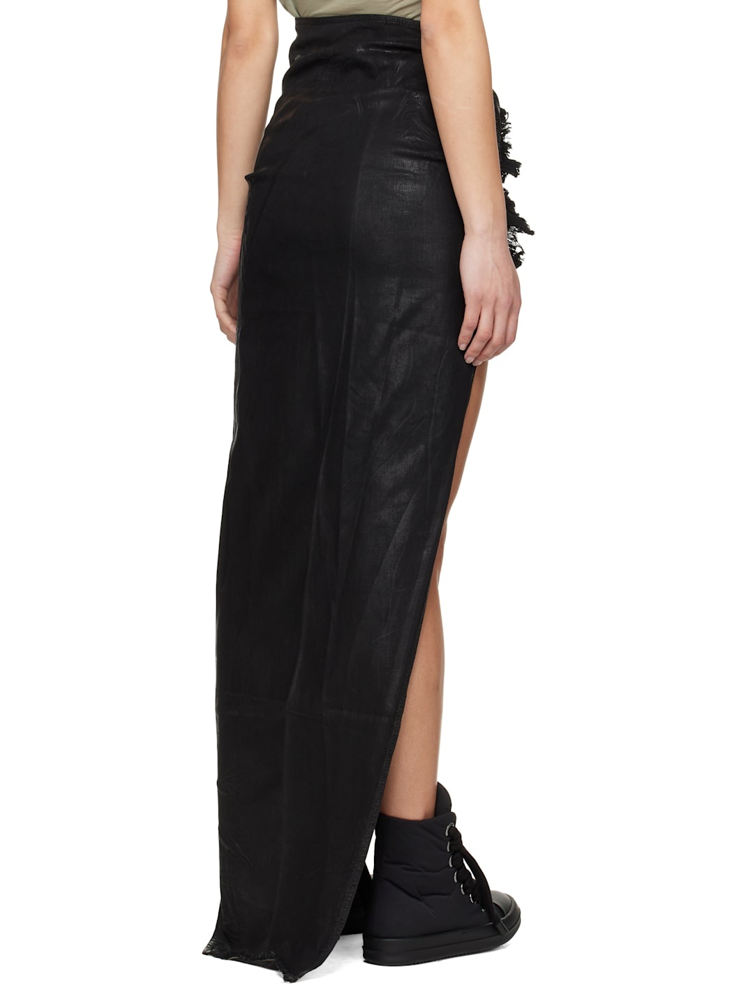 Black Hollywood Soft Edfu Denim Maxi Skirt - 3