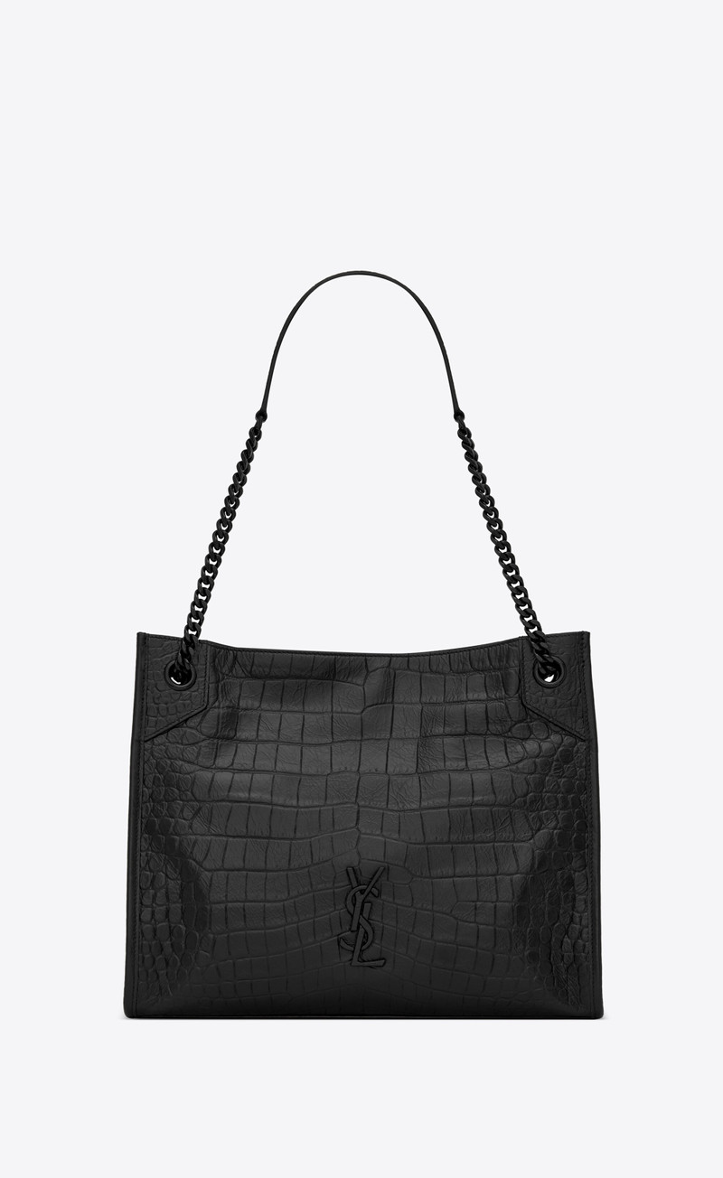 niki medium shopping bag in crocodile-embossed leather 1