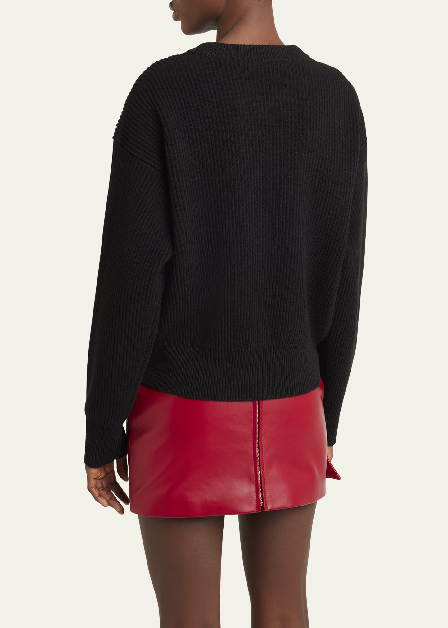 Sequined Barocco Leaf Embroidered Wool Sweater - 3