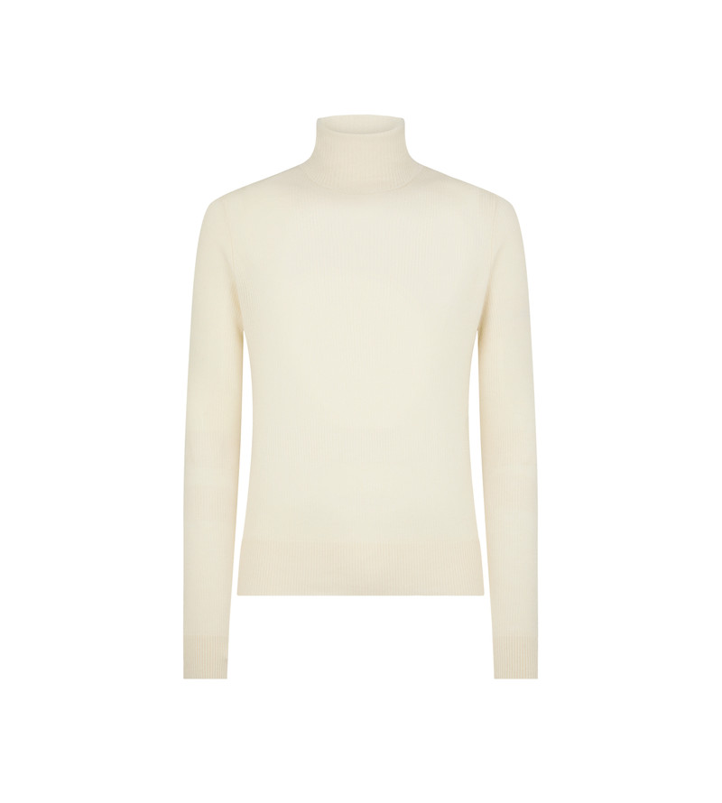 WOOL SILK CASHMERE RIB ROLL NECK 1