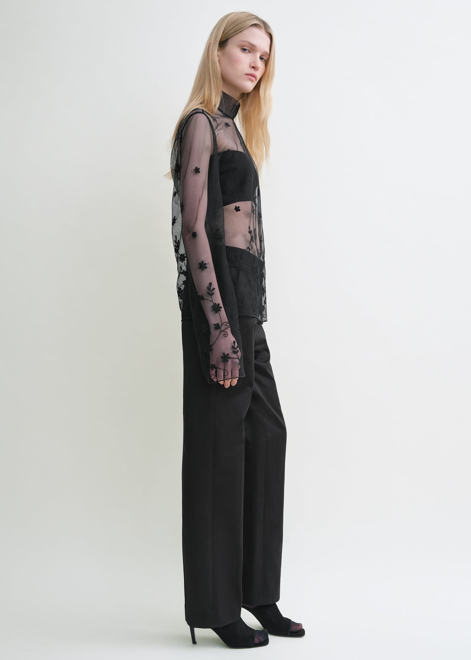 Floral tulle blouse black/black - 3