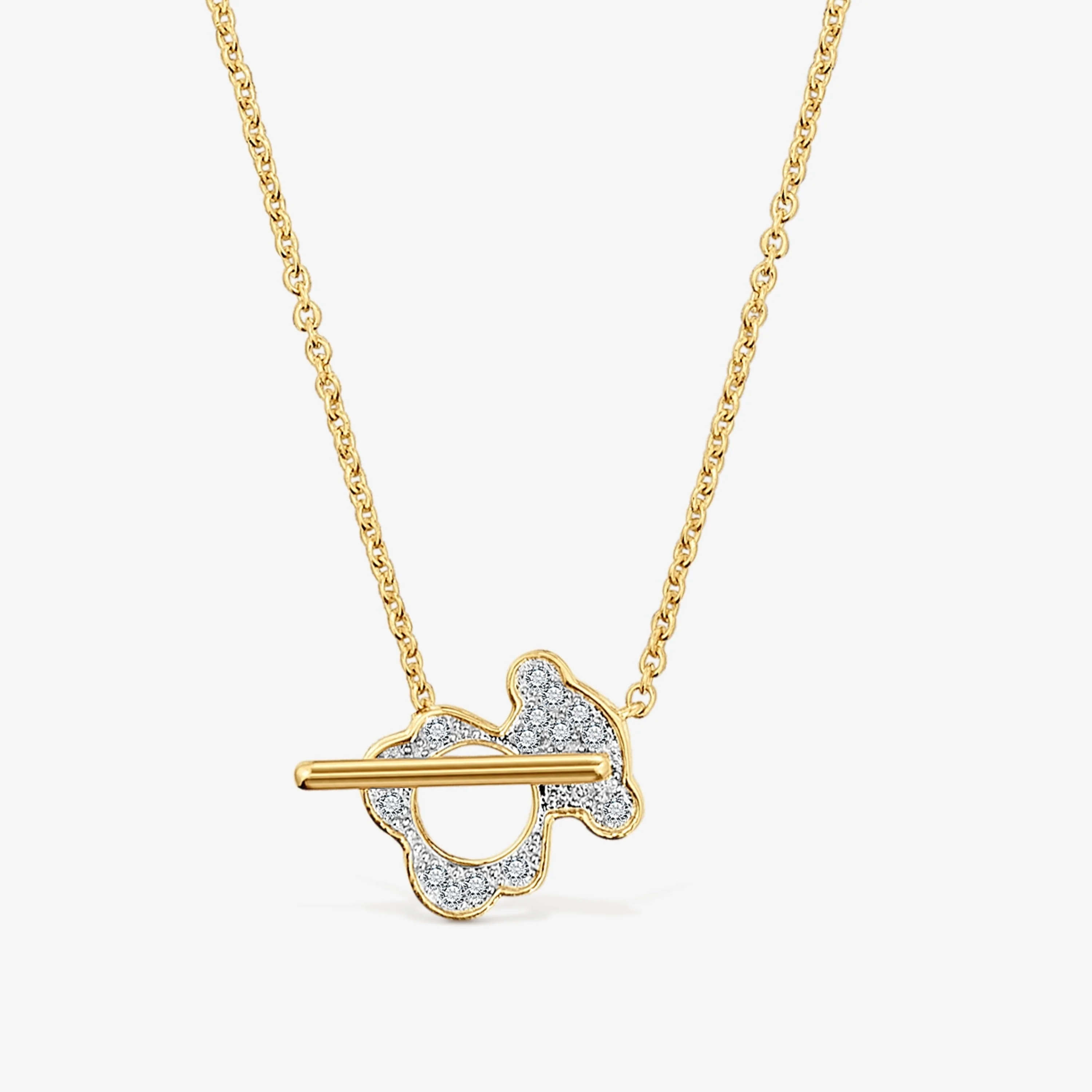 Short 18K solid gold and diamond bear Necklace I-Bear - 1