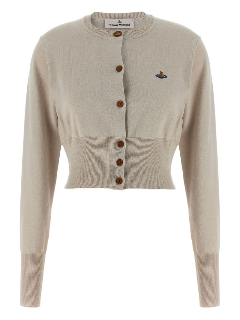 embroidered-logo crop-length cardigan 1