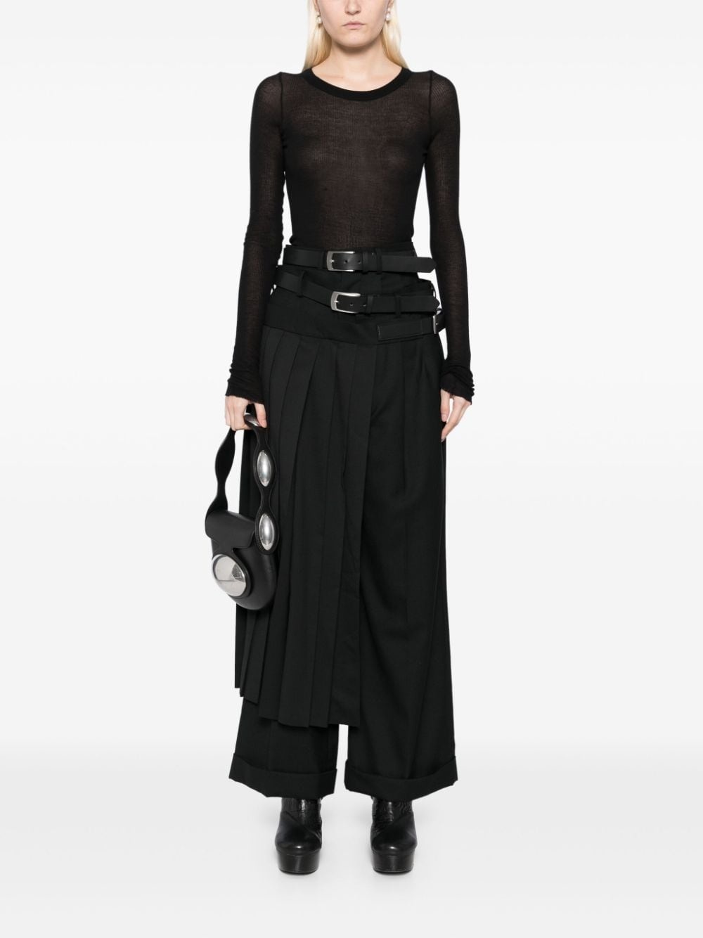 belted wool trousers - 2