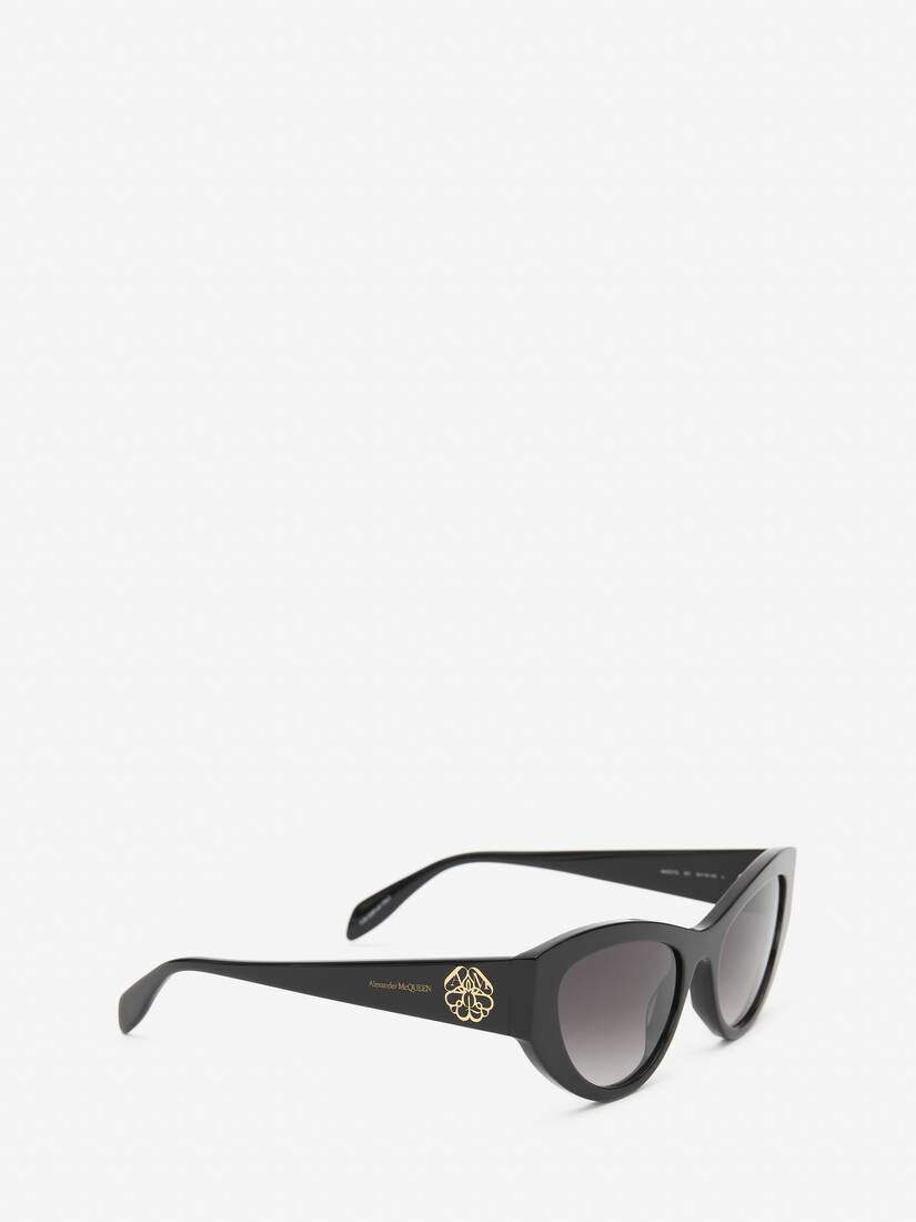 Women's Seal Logo Cat-eye Sunglasses in Black - 3