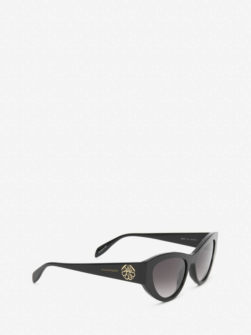 Women's Seal Logo Cat-eye Sunglasses in Black 3
