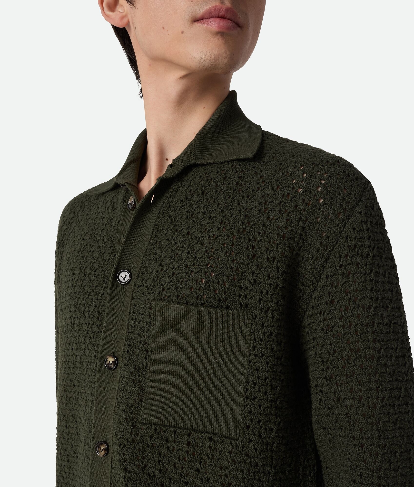 Cotton Crochet Knit Shirt - 4