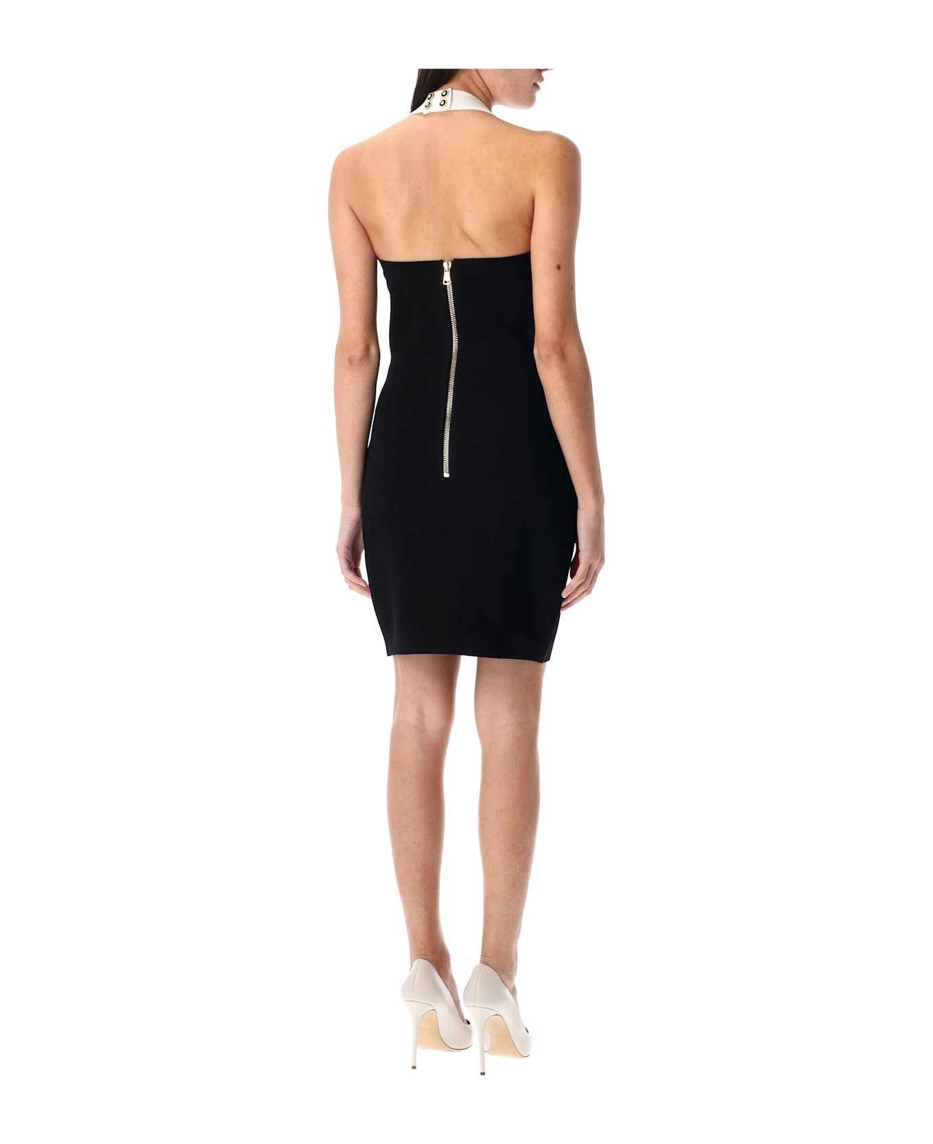 Two-tone Halterneck Knit Mini Dress - 2