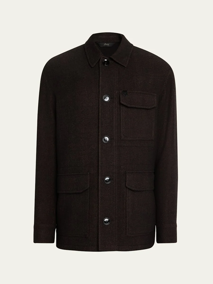 Men's Wool Herringbone Overshirt - 1