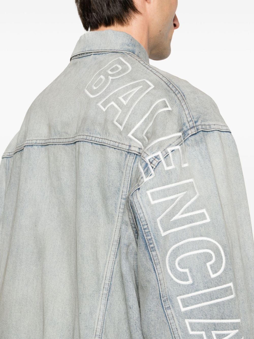 logo-embroidered denim jacket - 6
