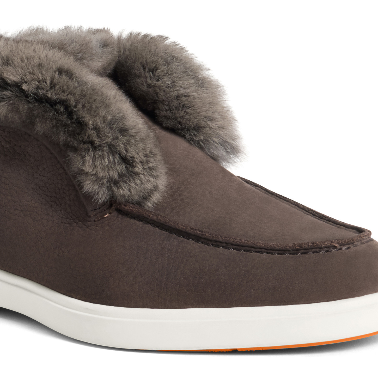 Women’s dark brown nubuck desert boot with fur - 5