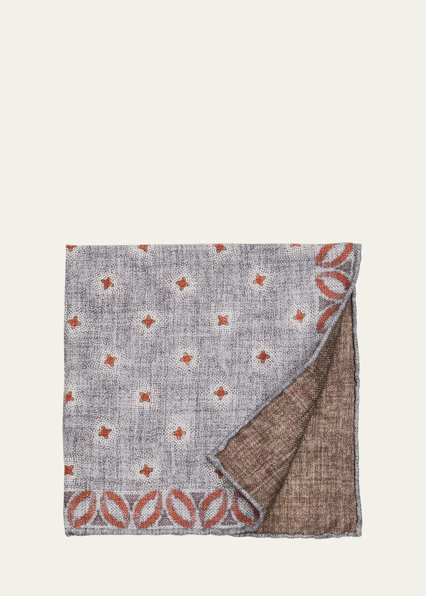 Men's Silk Floral Print Pocket Square - 1