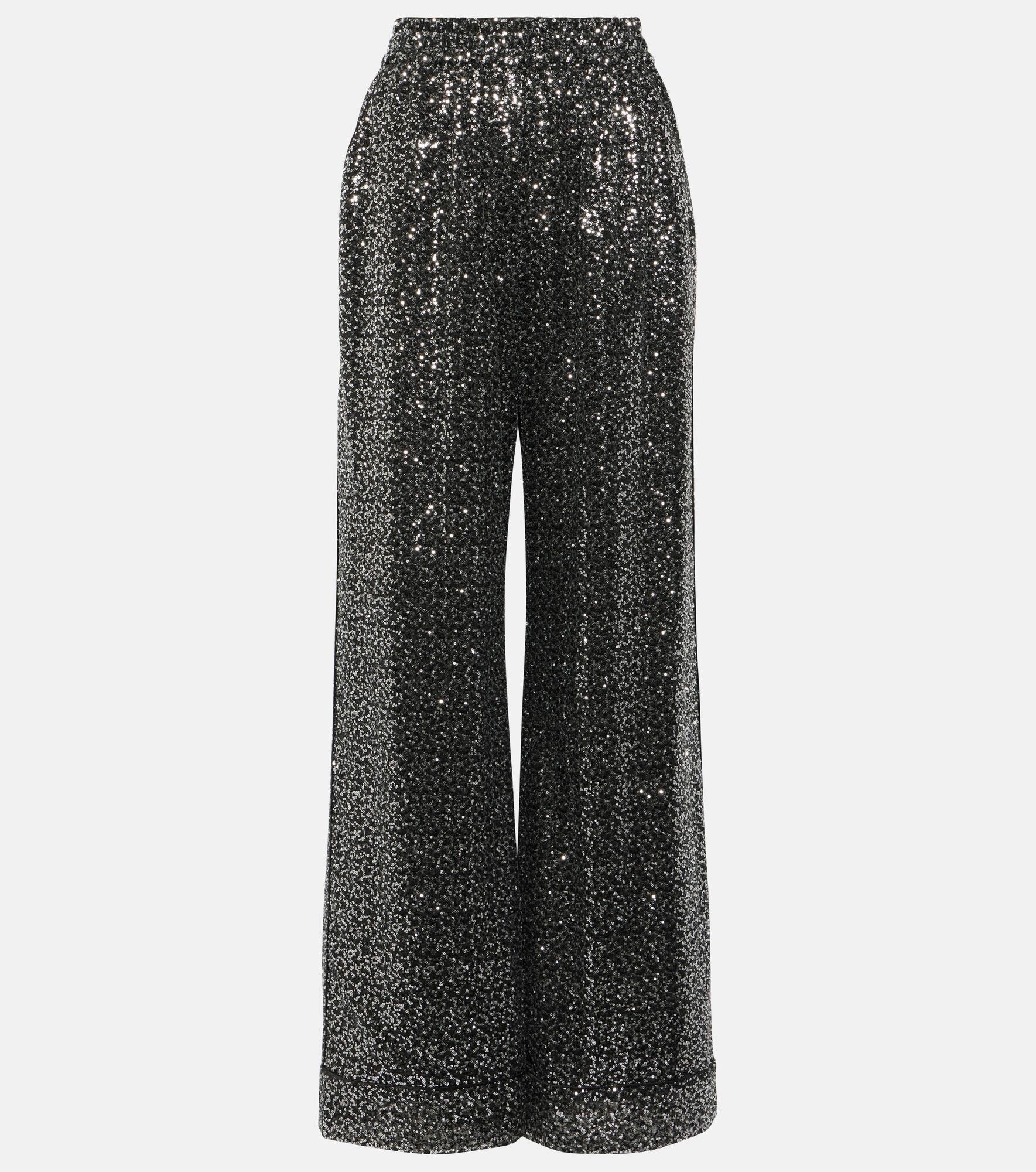 Sequined high-rise wide-leg pants - 1