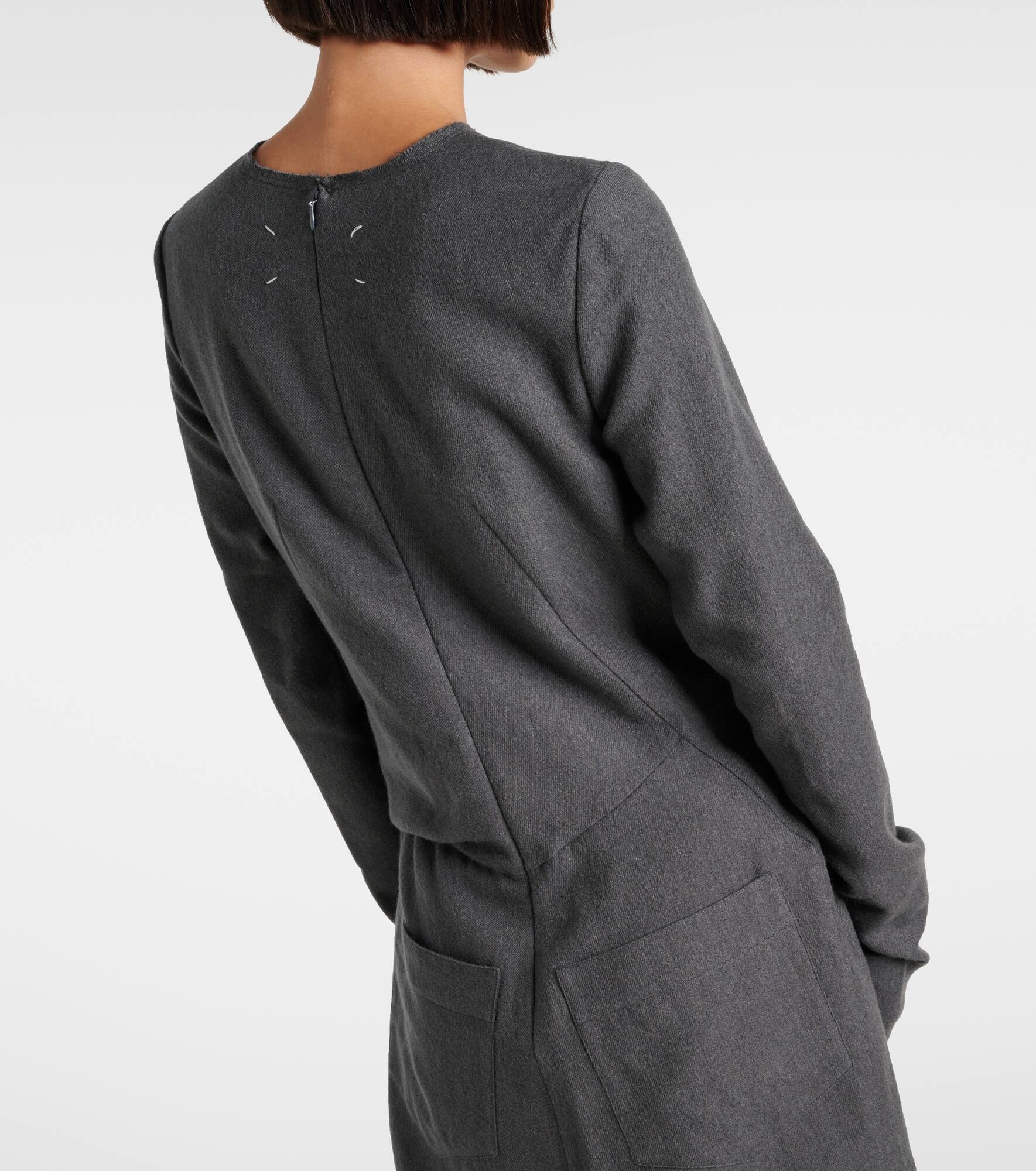 Gathered cotton and wool midi dress - 6