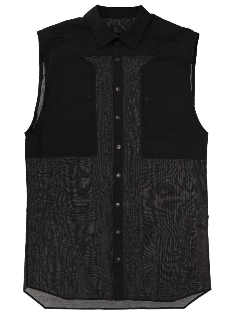 Rick Owens sleeveless mesh-panel shirt outlook