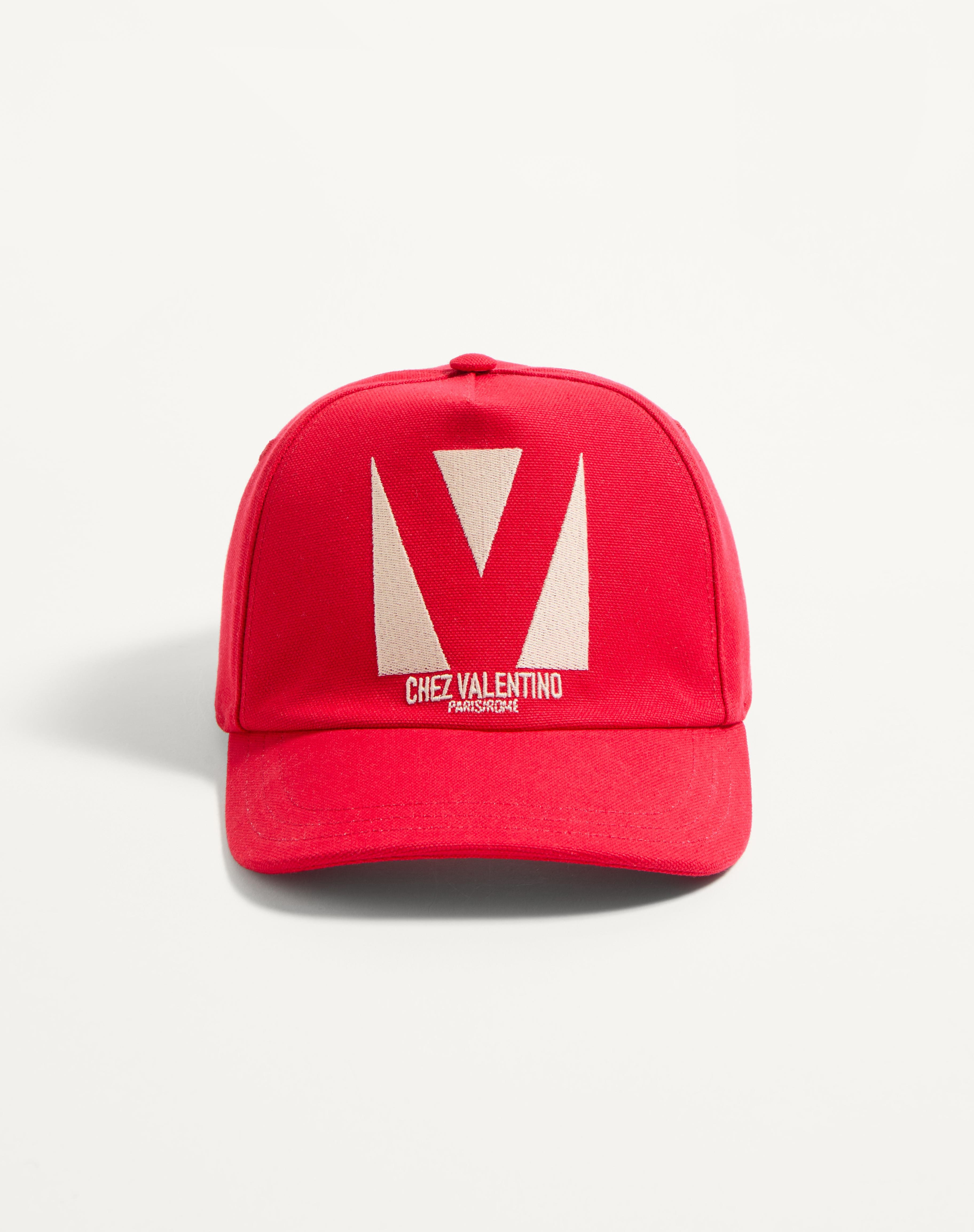 CHEZ VALENTINO COTTON BASEBALL CAP WITH EMBROIDERY - 1
