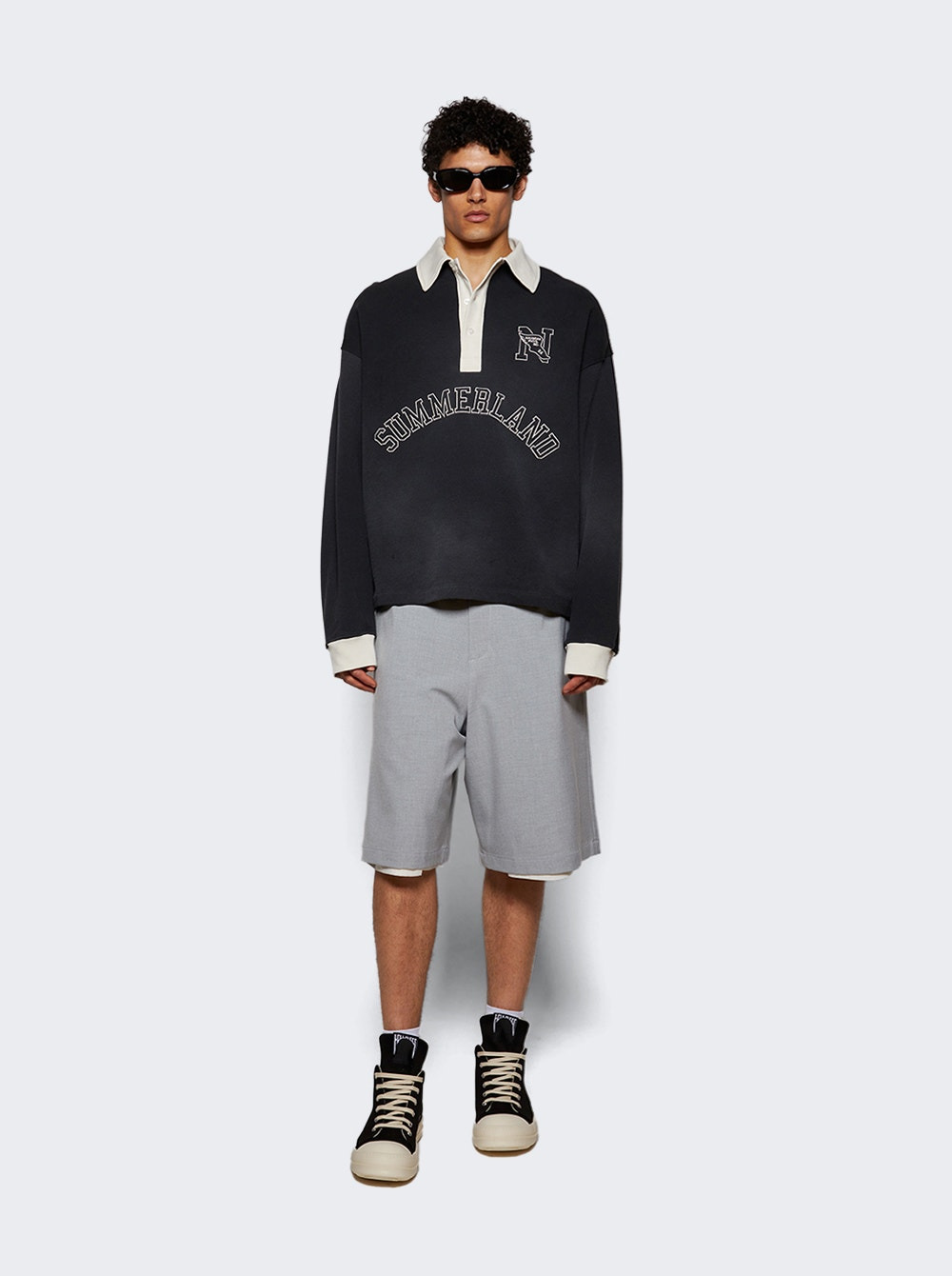 N Long Sleeve Polo Shirt Black - 5